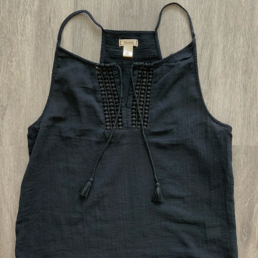 Vintage Black Decree Airy Cotton Tank Top
